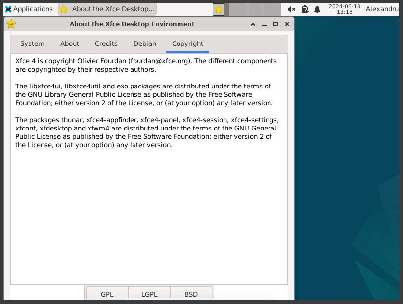 Xfce4 is running on Debian
